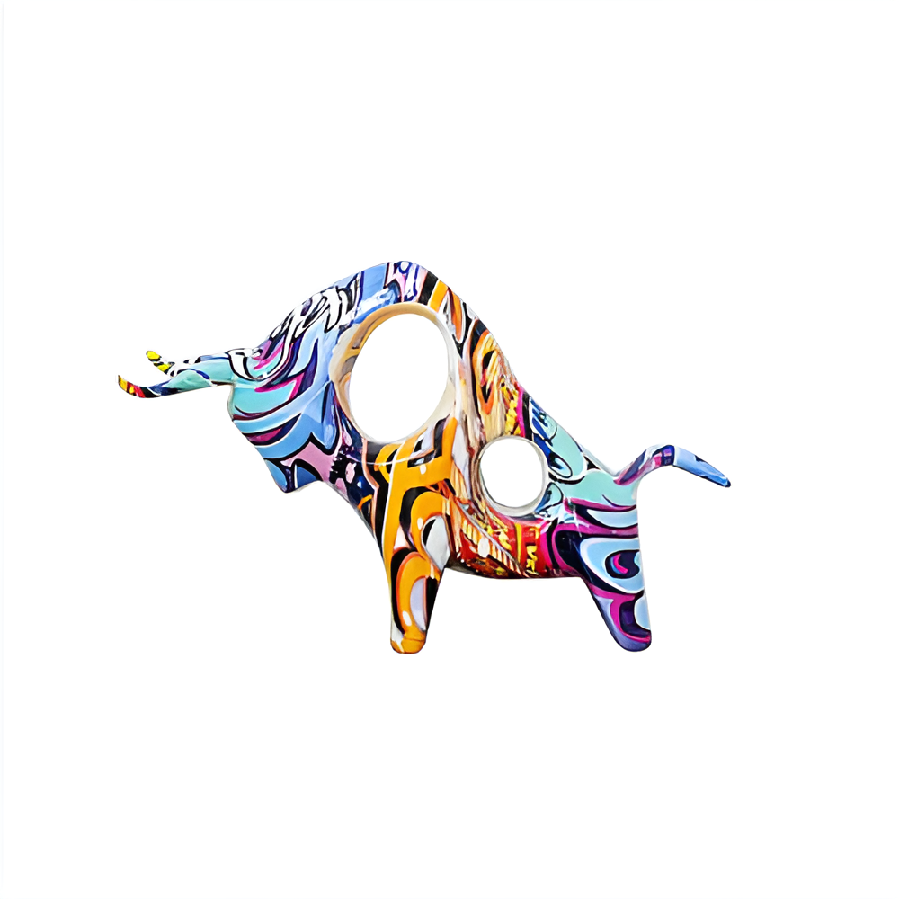 Graffiti - Cow - Mini Kuh Statue aus Harz 21–26 cm