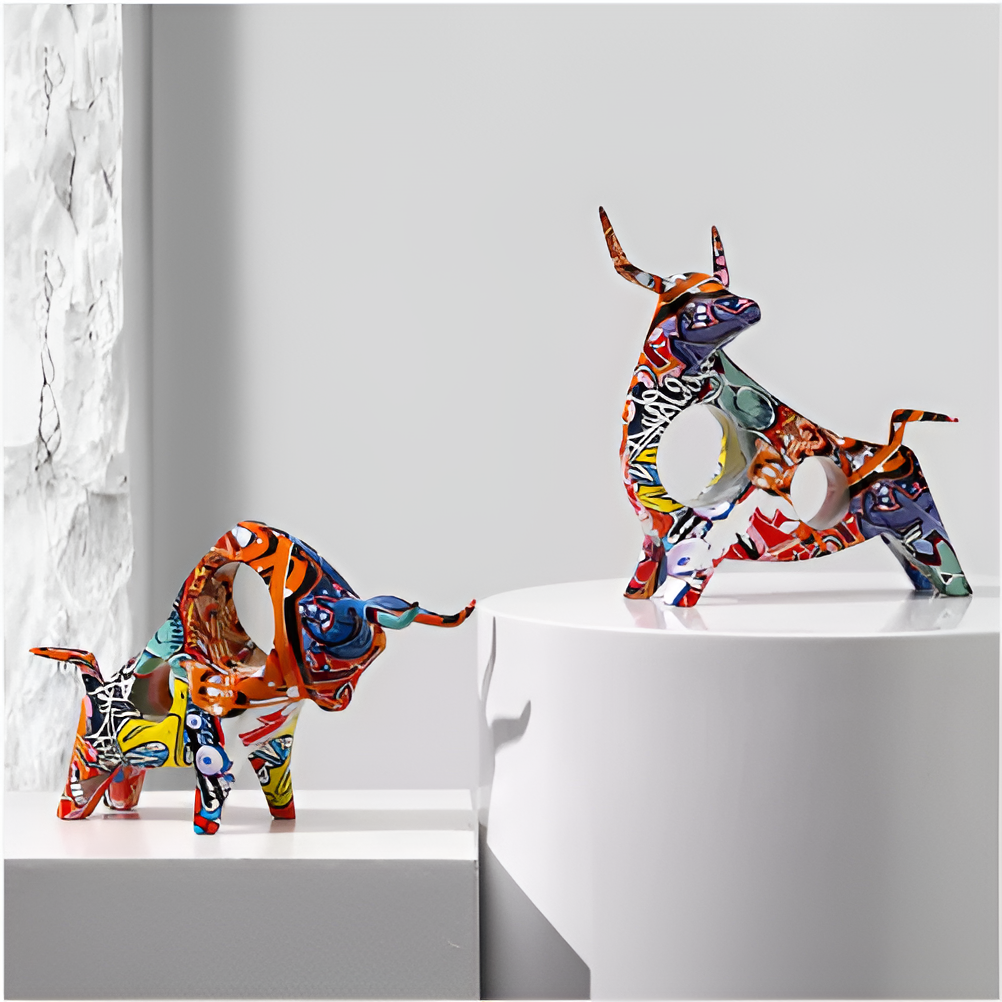 Graffiti - Cow - Mini Kuh Statue aus Harz 21–26 cm