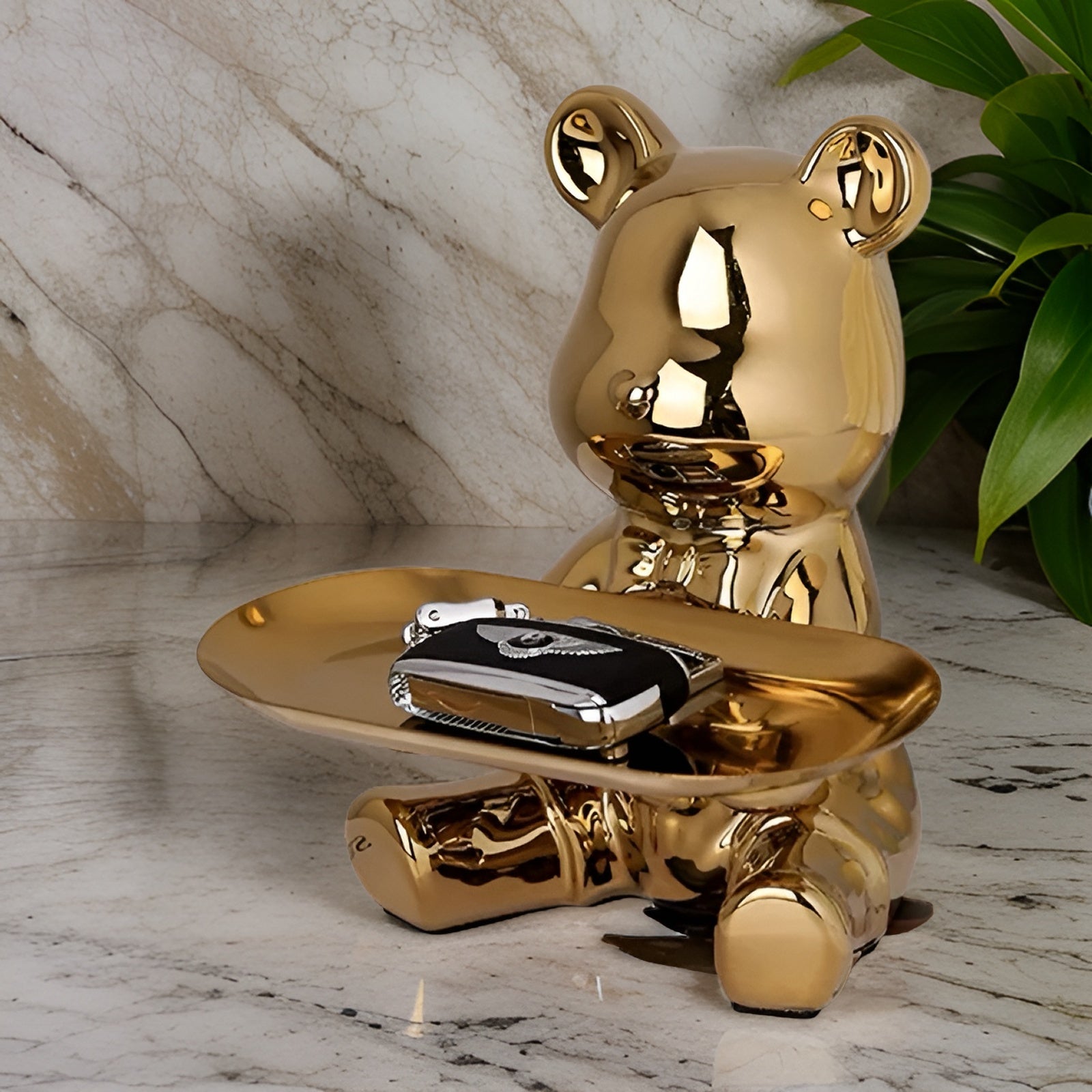 Happy - Bear - Metall Tablett-Organizer 18x18,5 cm mit Figur
