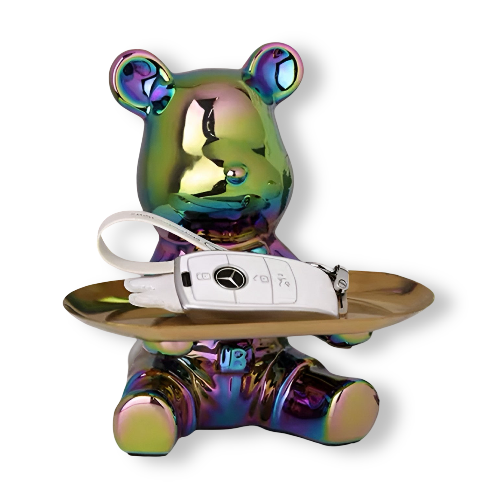 Happy - Bear - Metall Tablett-Organizer 18x18,5 cm mit Figur