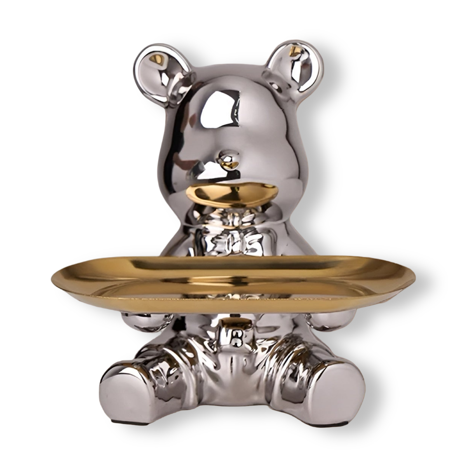 Happy - Bear - Metall Tablett-Organizer 18x18,5 cm mit Figur