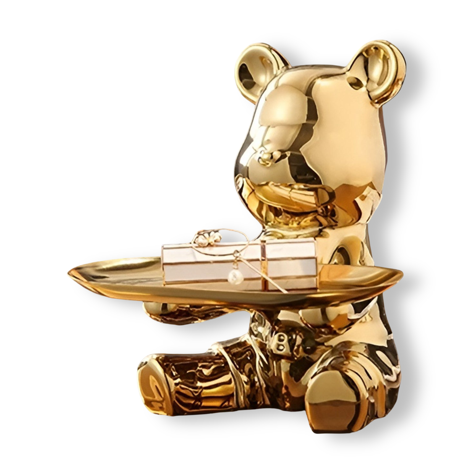Happy - Bear - Metall Tablett-Organizer 18x18,5 cm mit Figur