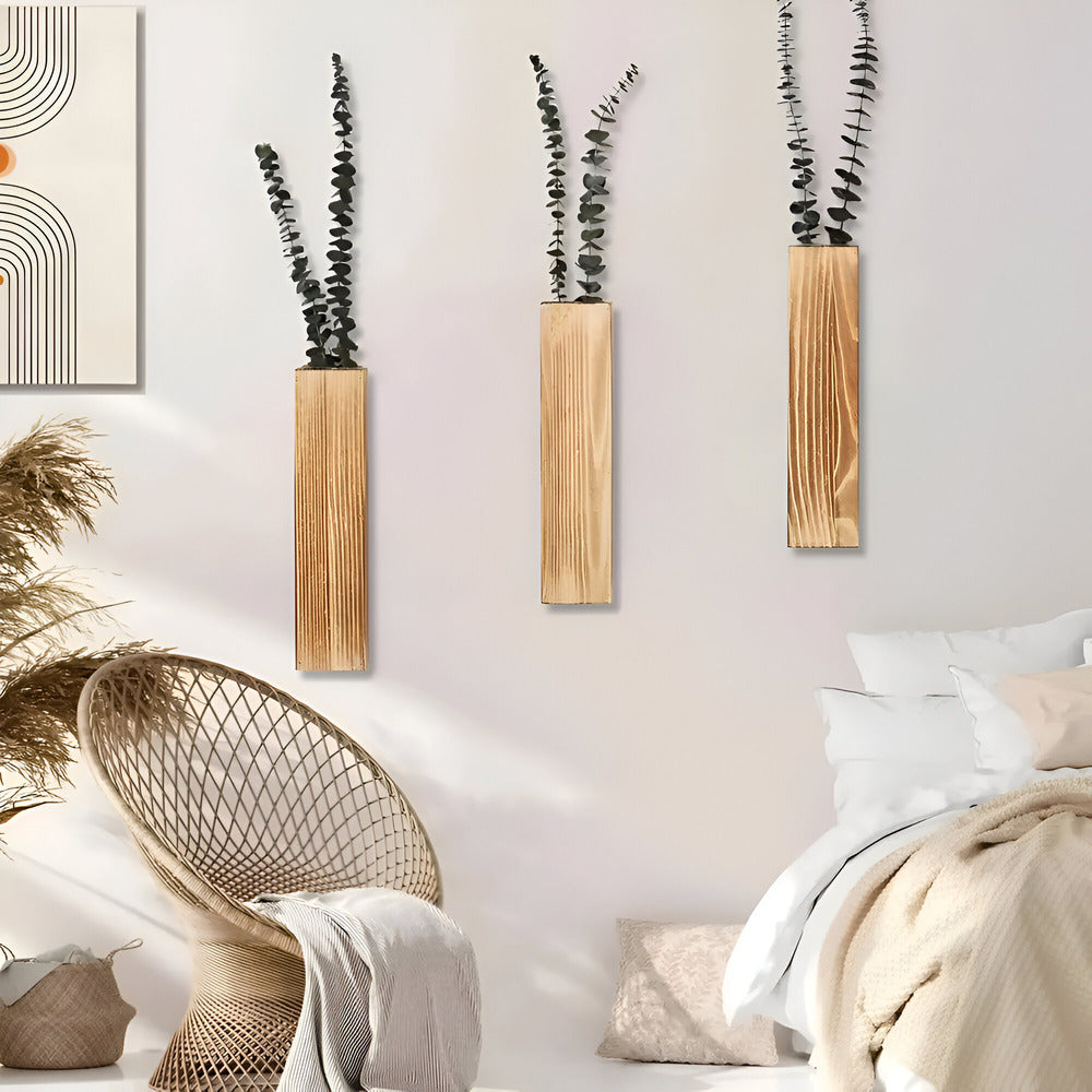 Holz Wandvase - Holz rechteckige Pflanzenregal - 30 cm