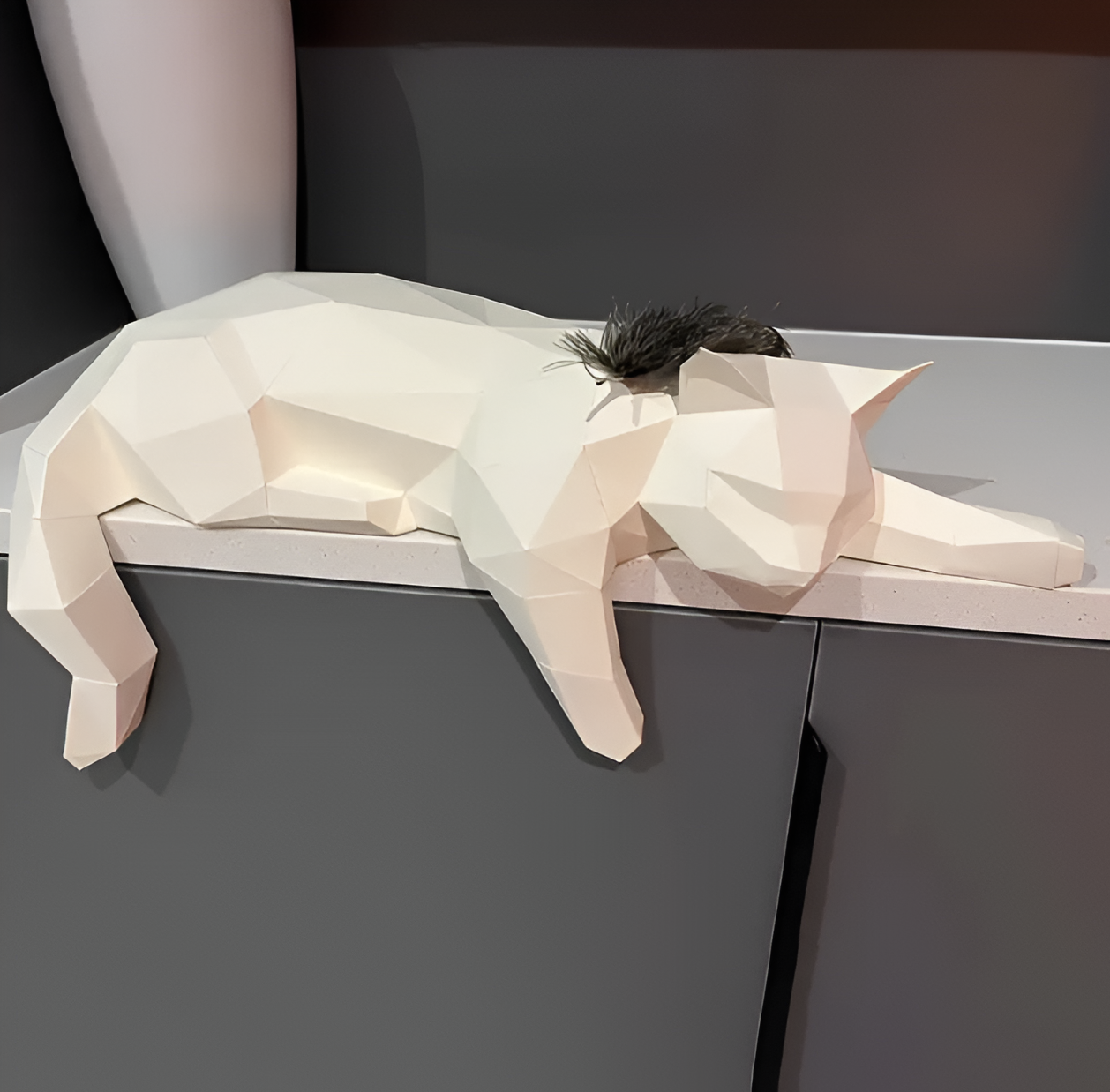 OriPurr - DIY 3D Origami Katze Dekofigur aus Harz 50 cm