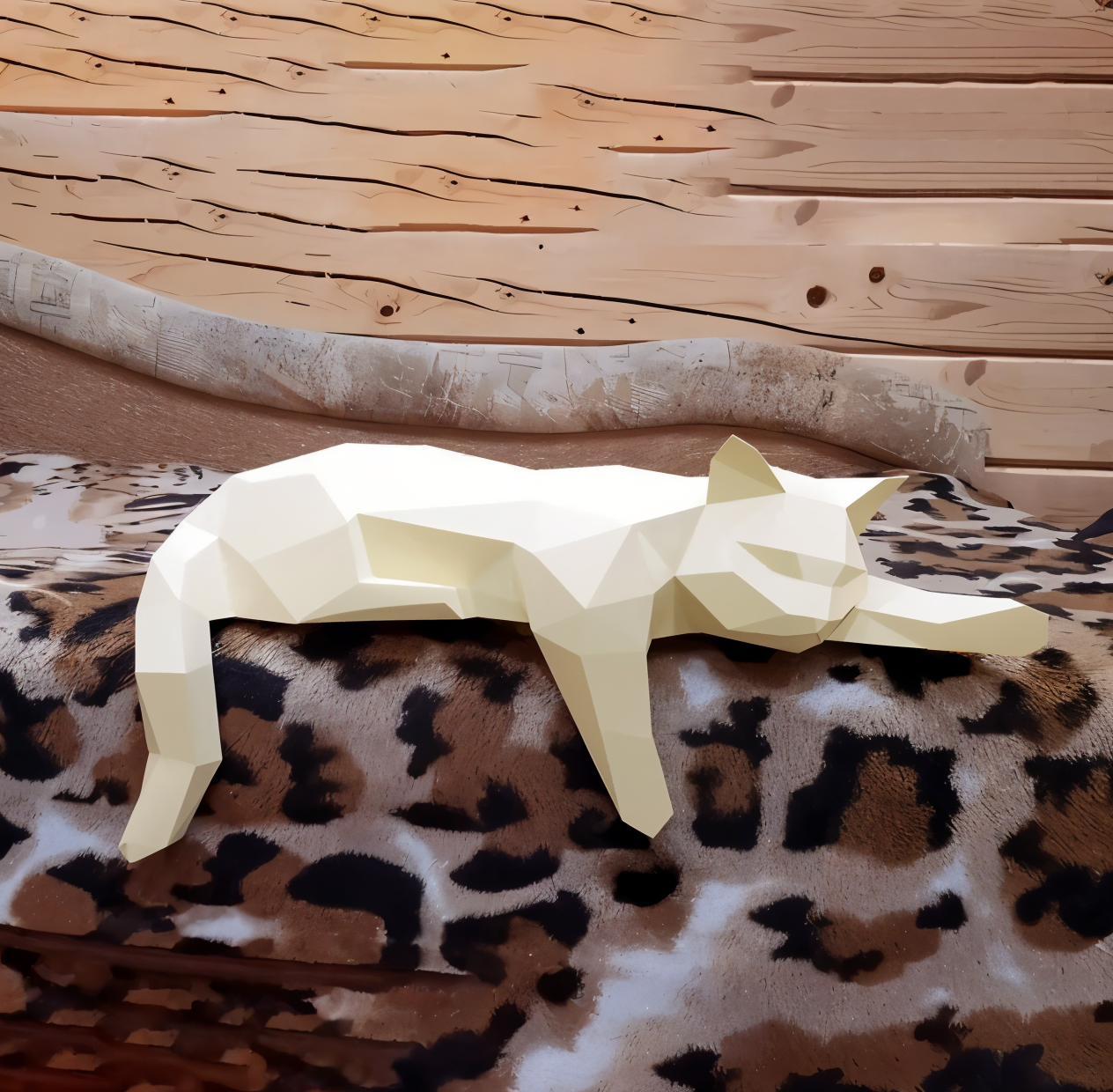 OriPurr - DIY 3D Origami Katze Dekofigur aus Harz 50 cm