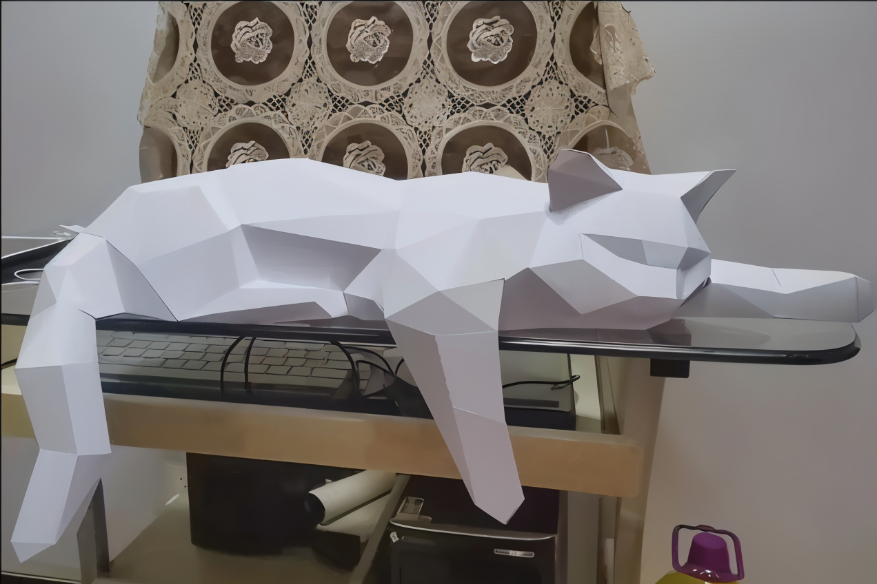 OriPurr - DIY 3D Origami Katze Dekofigur aus Harz 50 cm