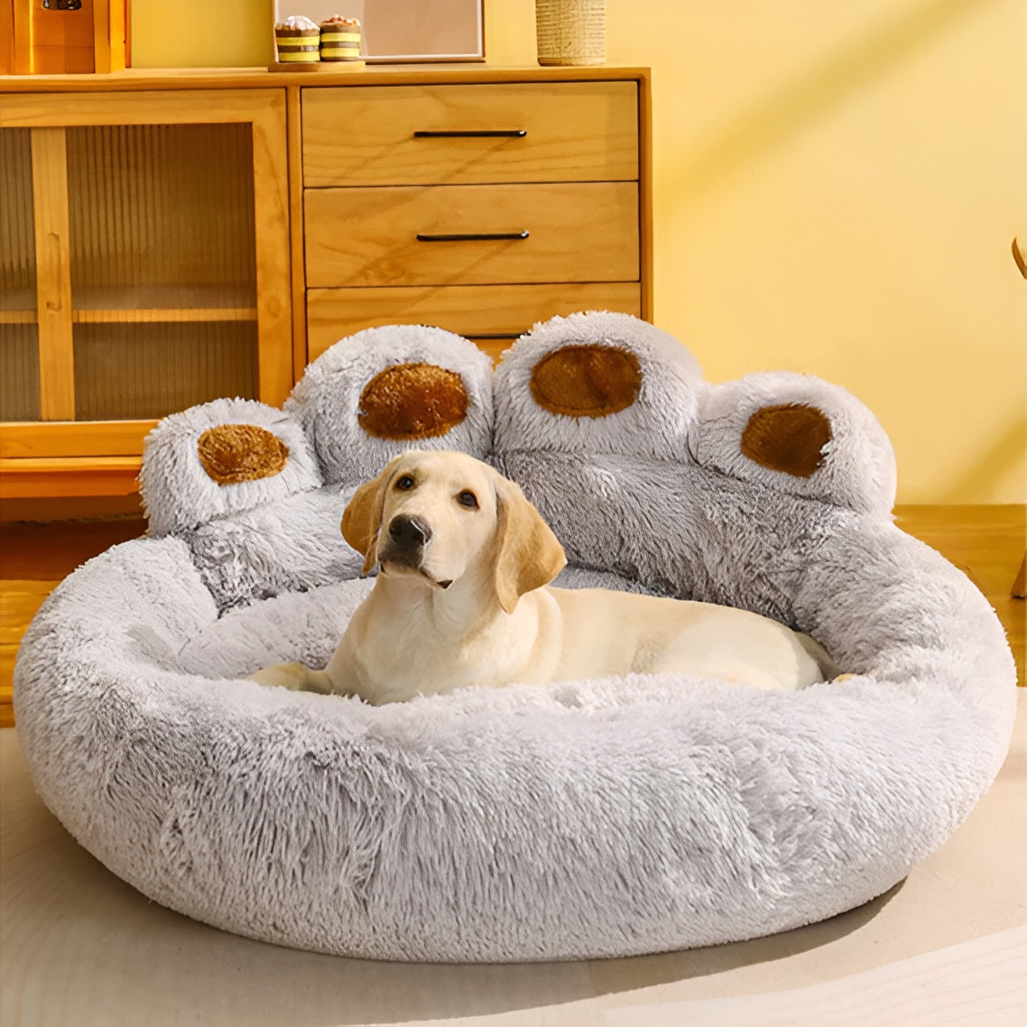 PawNest - Plüsch Haustierbett für Katzen & Hunde aus