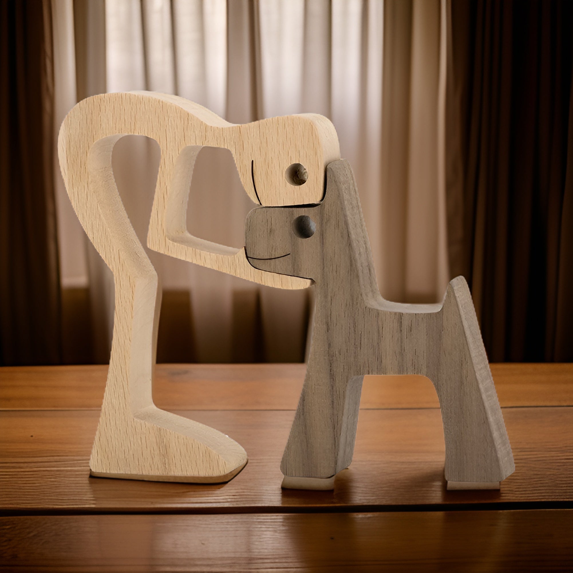 Paws - of Love - Handgefertigte Holzskulptur Mensch & Hund