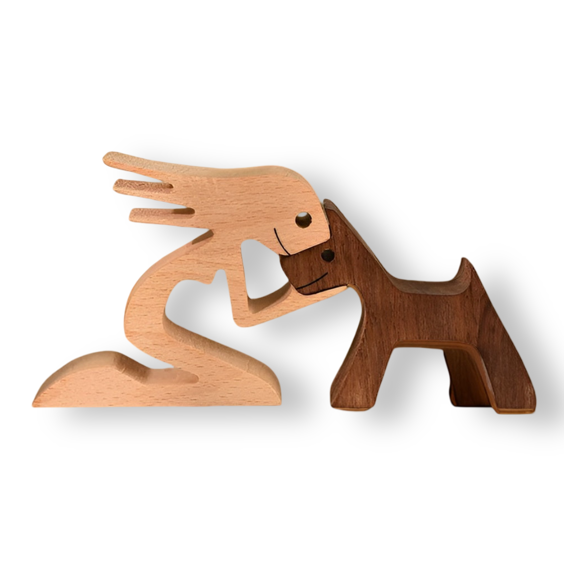 Paws - of Love - Handgefertigte Holzskulptur Mensch & Hund