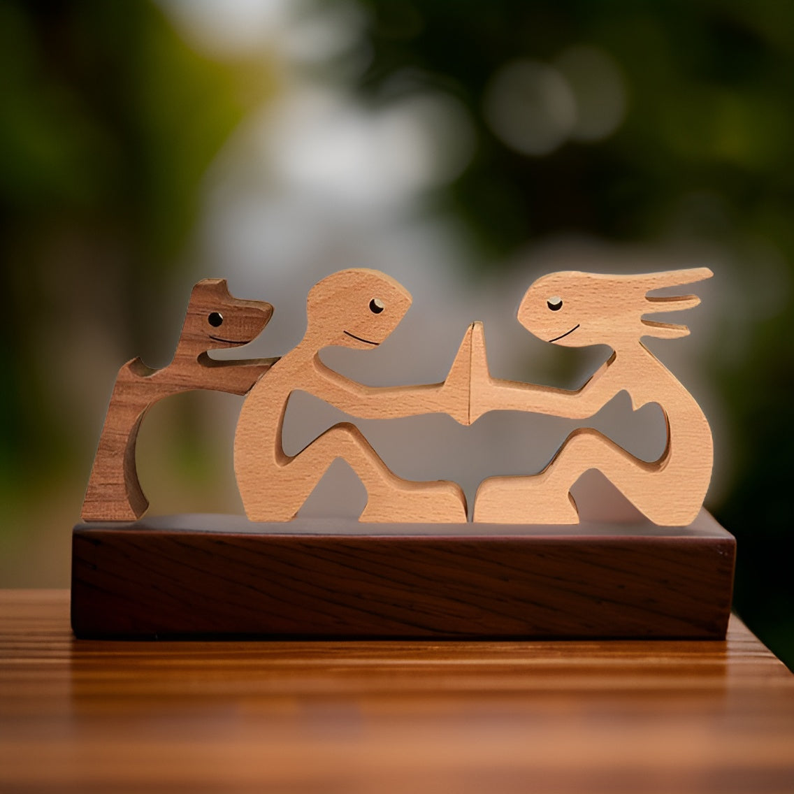 Paws - of Love - Handgefertigte Holzskulptur Mensch & Hund