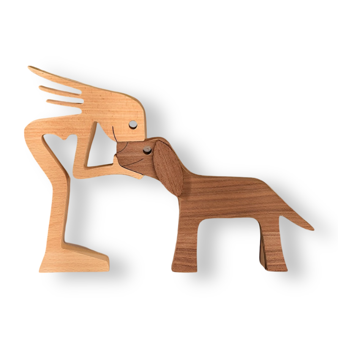 Paws - of Love - Handgefertigte Holzskulptur Mensch & Hund