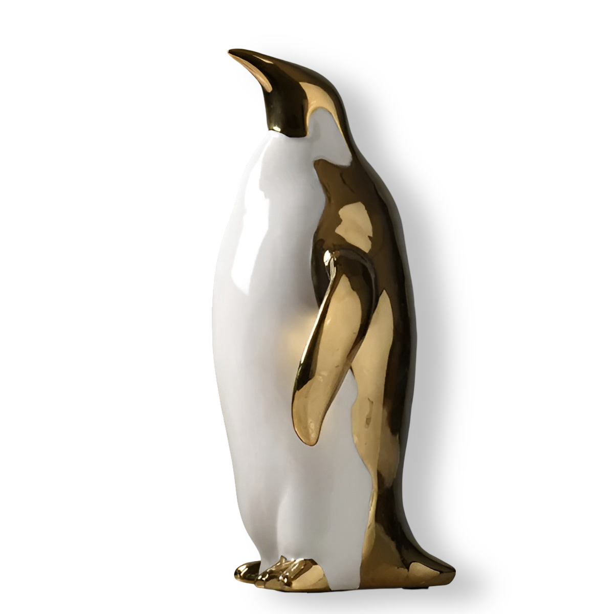 Penguin Charm - Goldene Keramik Pinguin Skulptur für Schicke Innenräume