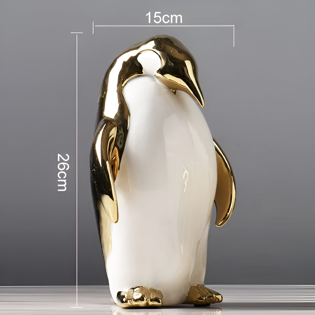 Penguin Charm - Goldene Keramik Pinguin Skulptur für Schicke Innenräume