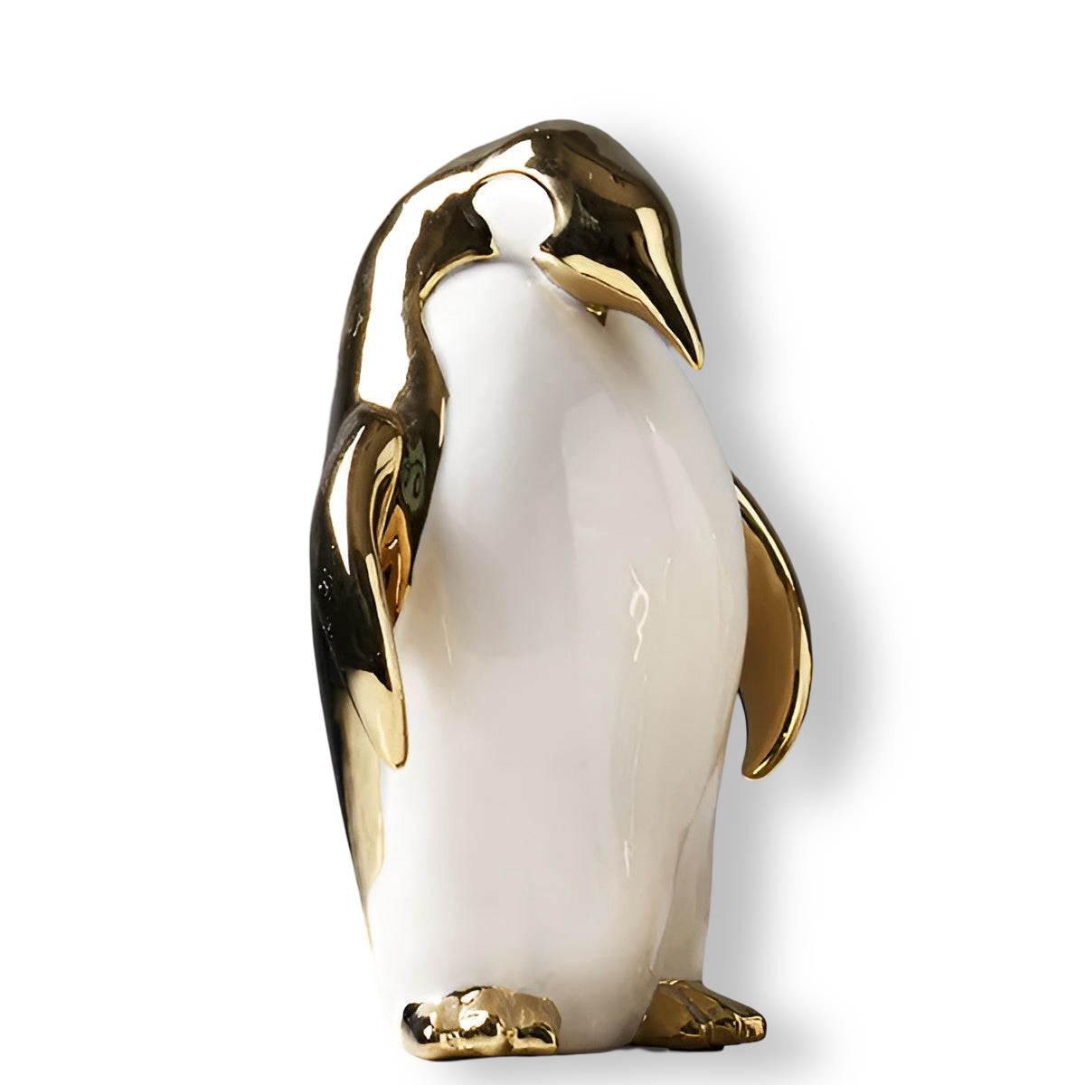 Penguin Charm - Goldene Keramik Pinguin Skulptur für Schicke Innenräume