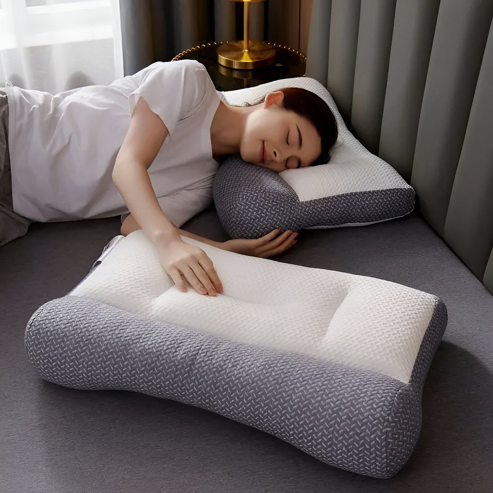 PolyePlush Kopfkissen - Premium Komfort Nackenkissen für Schmerz & Müdigkeit Relief