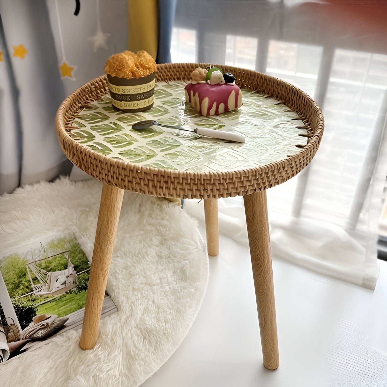 Scandi - Couchtisch - Couchtisch rund Rattan im