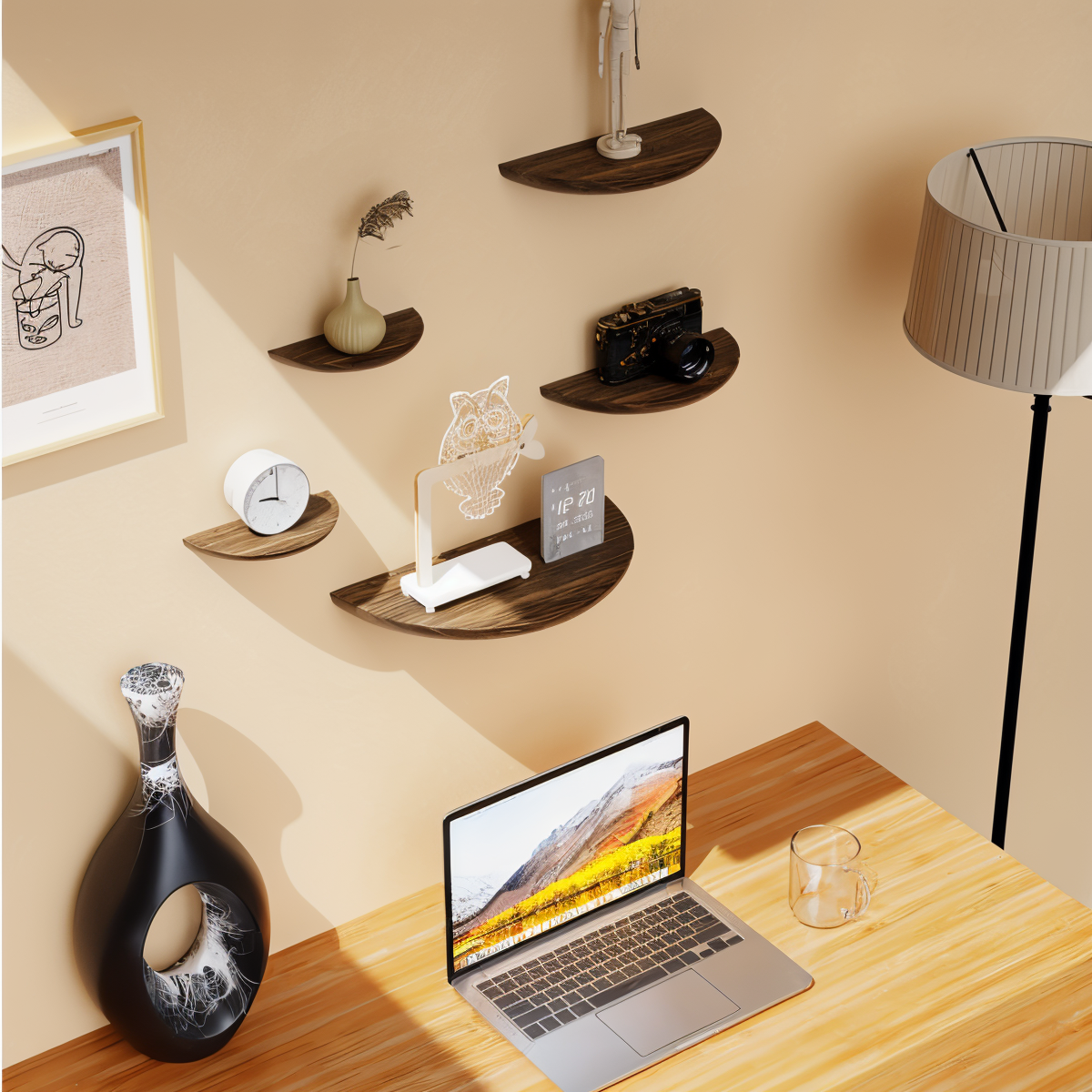 SemiCirc Regal - Ästhetisches Holzregal Wand