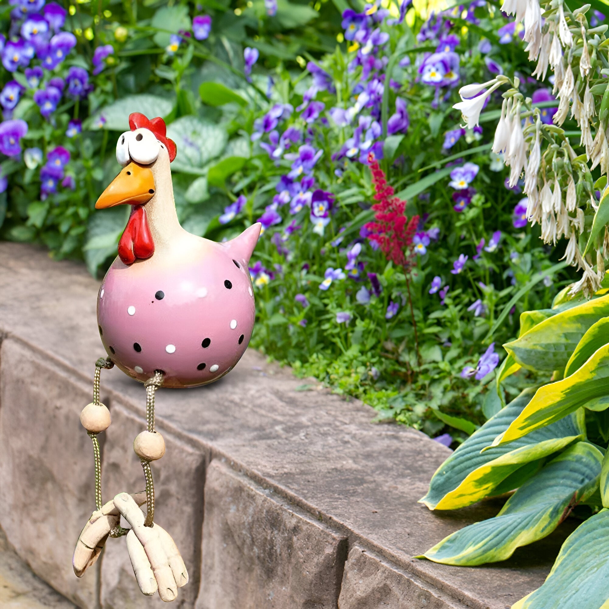Gartenstatue - Hahn/Huhn aus wetterfestem Harz