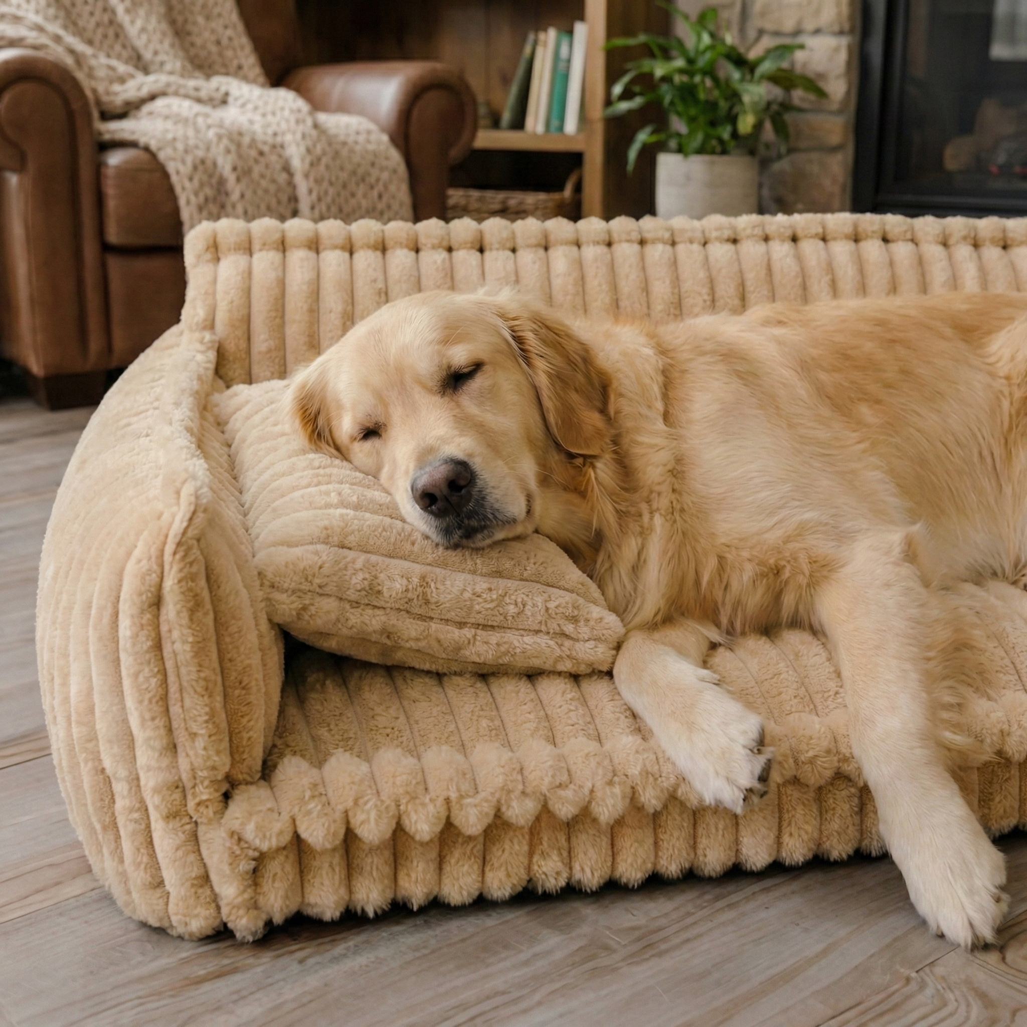 Hundebett - gestreift mit hohem Rand