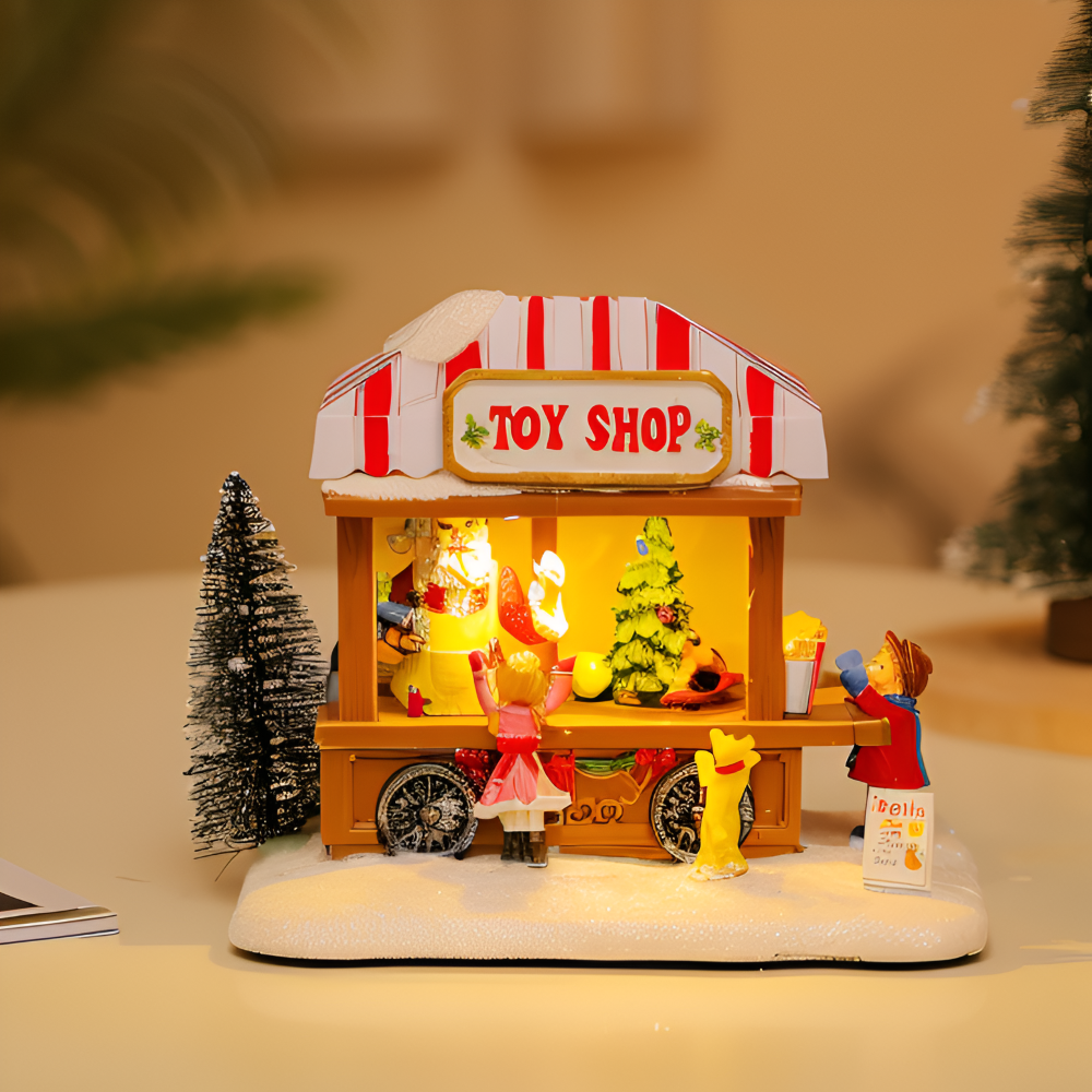 LitNTune - Batteriebetriebenes LED Weihnachtsdorf aus Harz