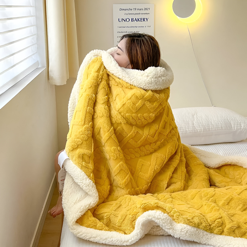 LuxiFaux - Wollimitat Plaid doppelseitig mit Fleece
