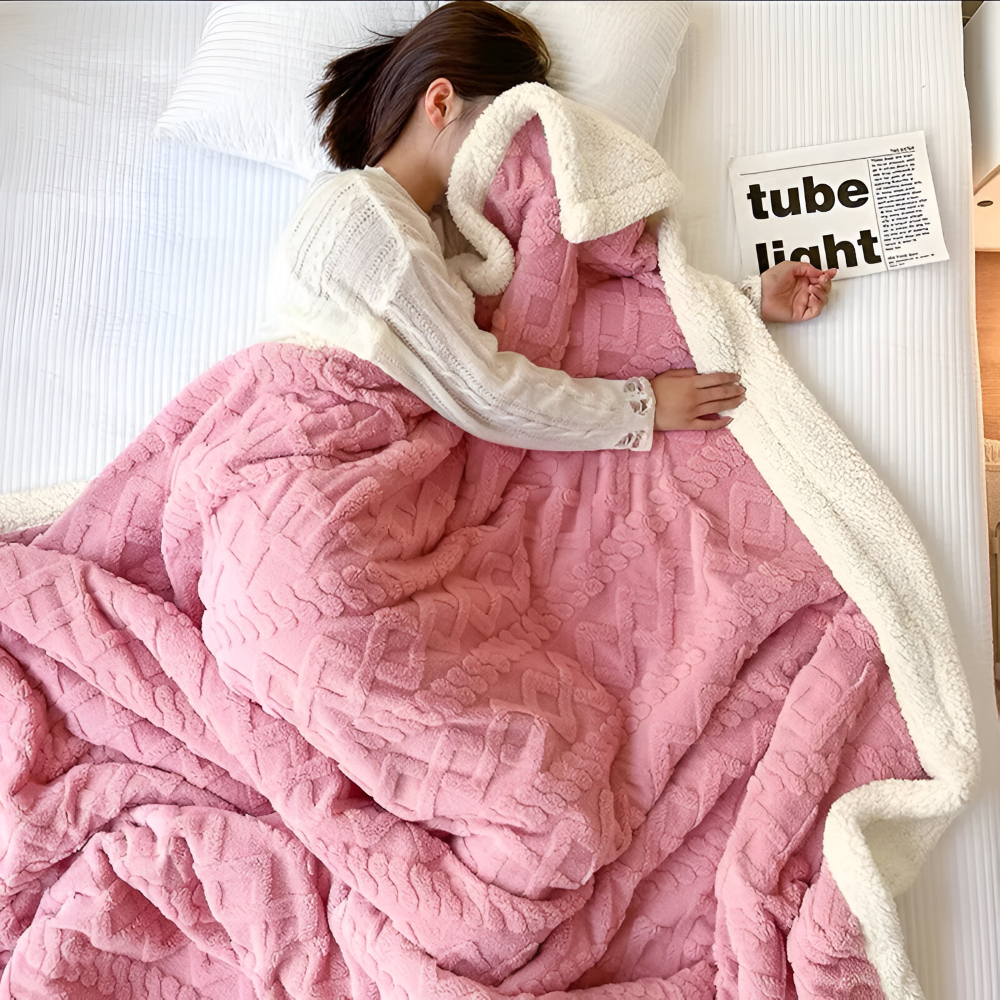 LuxiFaux - Wollimitat Plaid doppelseitig mit Fleece