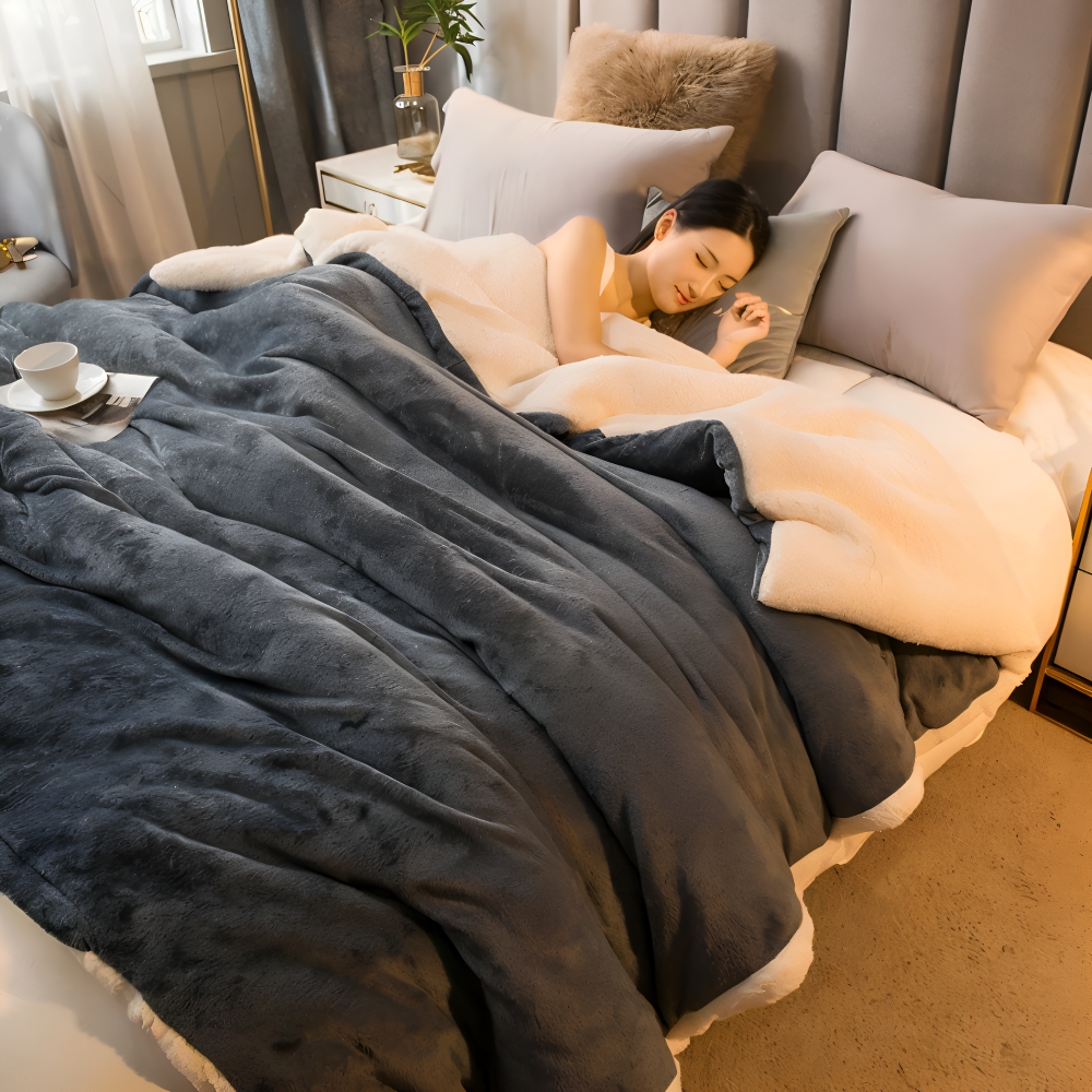 LuxiLayer Plaid - Doppelseitiger Flanell und Fleece Steppdeckenbezug mit Reißverschluss