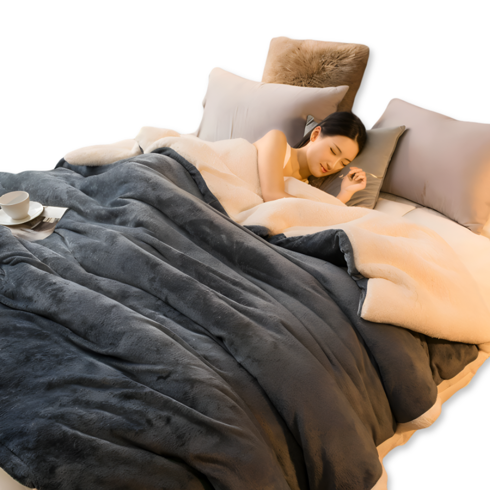 LuxiLayer Plaid - Doppelseitiger Flanell und Fleece Steppdeckenbezug mit Reißverschluss