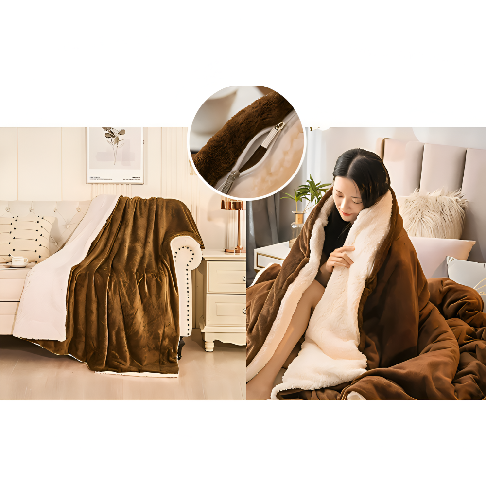 LuxiLayer Plaid - Doppelseitiger Flanell und Fleece Steppdeckenbezug mit Reißverschluss