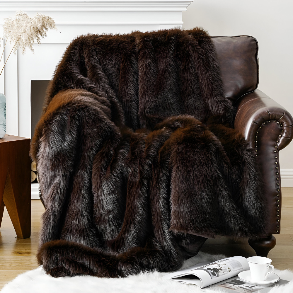Kunstfell - Wurfdecke plüsch Mink-Look mit