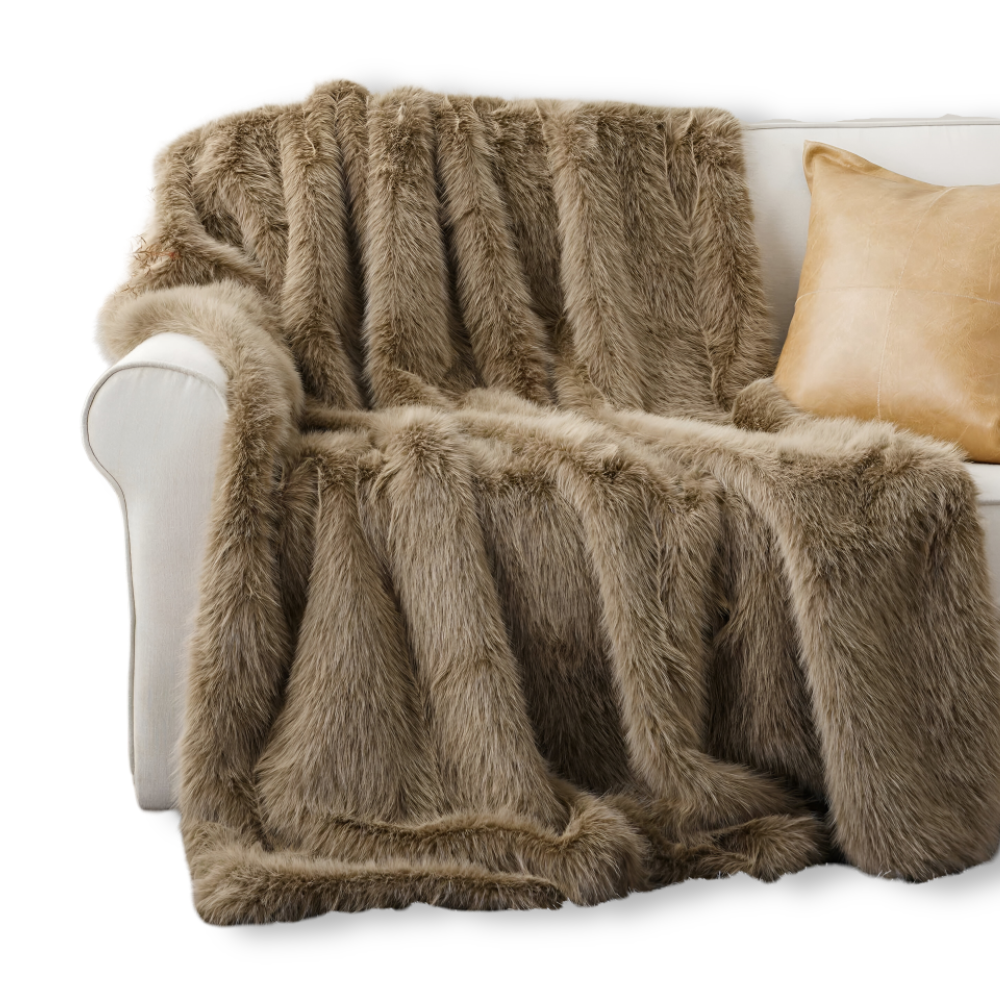 Kunstfell - Wurfdecke plüsch Mink-Look mit