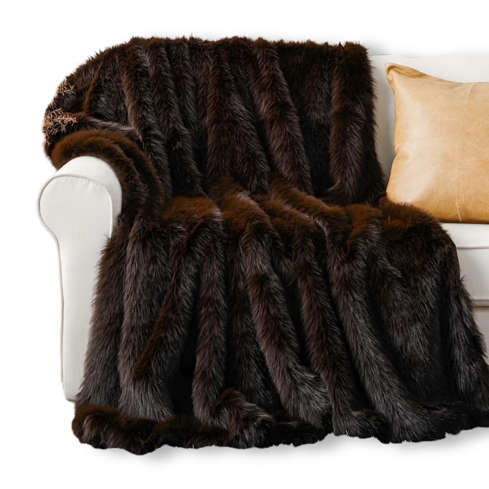 Kunstfell - Wurfdecke plüsch Mink-Look mit