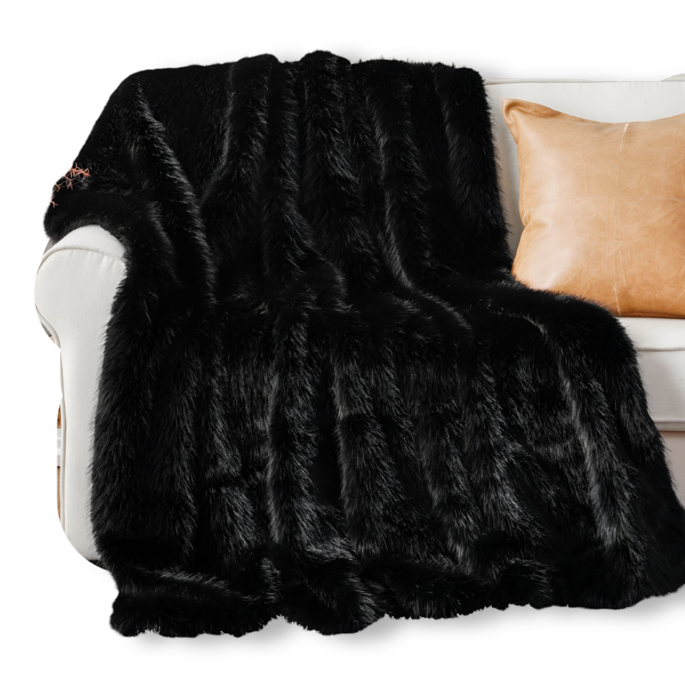 Kunstfell - Wurfdecke plüsch Mink-Look mit
