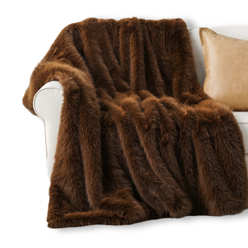 Kunstfell - Wurfdecke plüsch Mink-Look mit