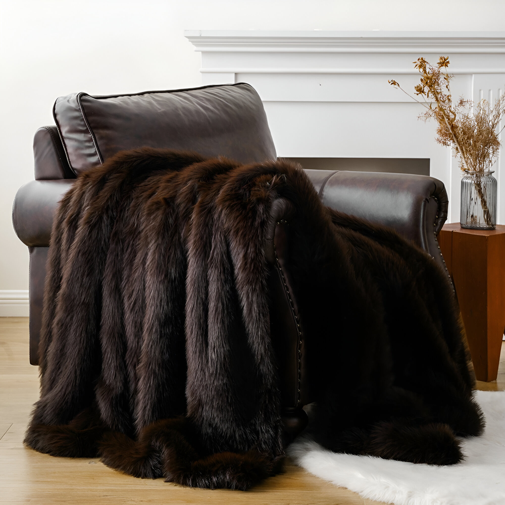 Kunstfell - Wurfdecke plüsch Mink-Look mit