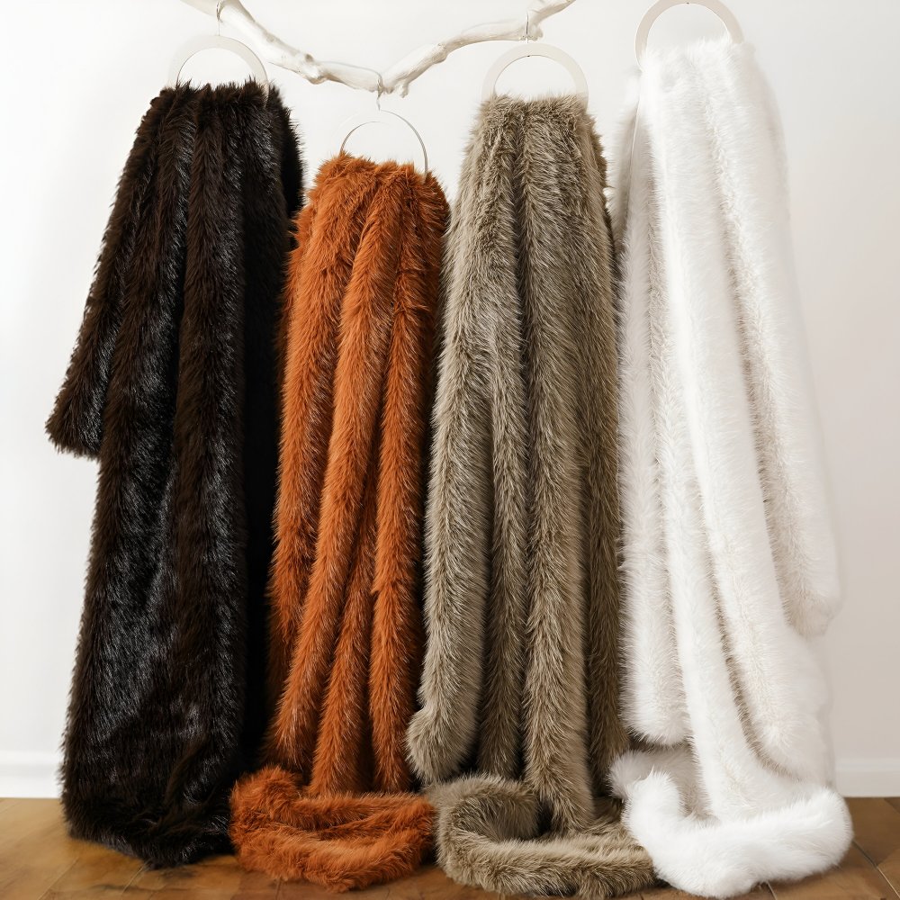 Kunstfell - Wurfdecke plüsch Mink-Look mit