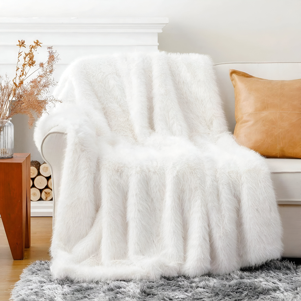 Kunstfell - Wurfdecke plüsch Mink-Look mit