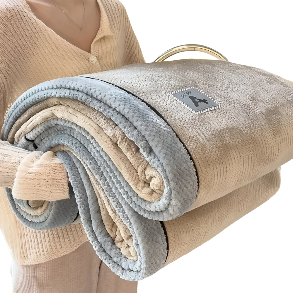 Luxuriöse Samt Polyester Kuscheldecke - Stilvolle Gemusterte Decke