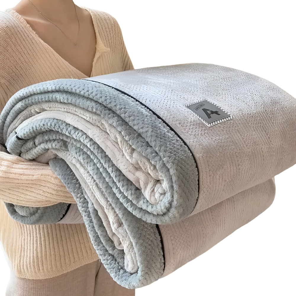 Luxuriöse Samt Polyester Kuscheldecke - Stilvolle Gemusterte Decke