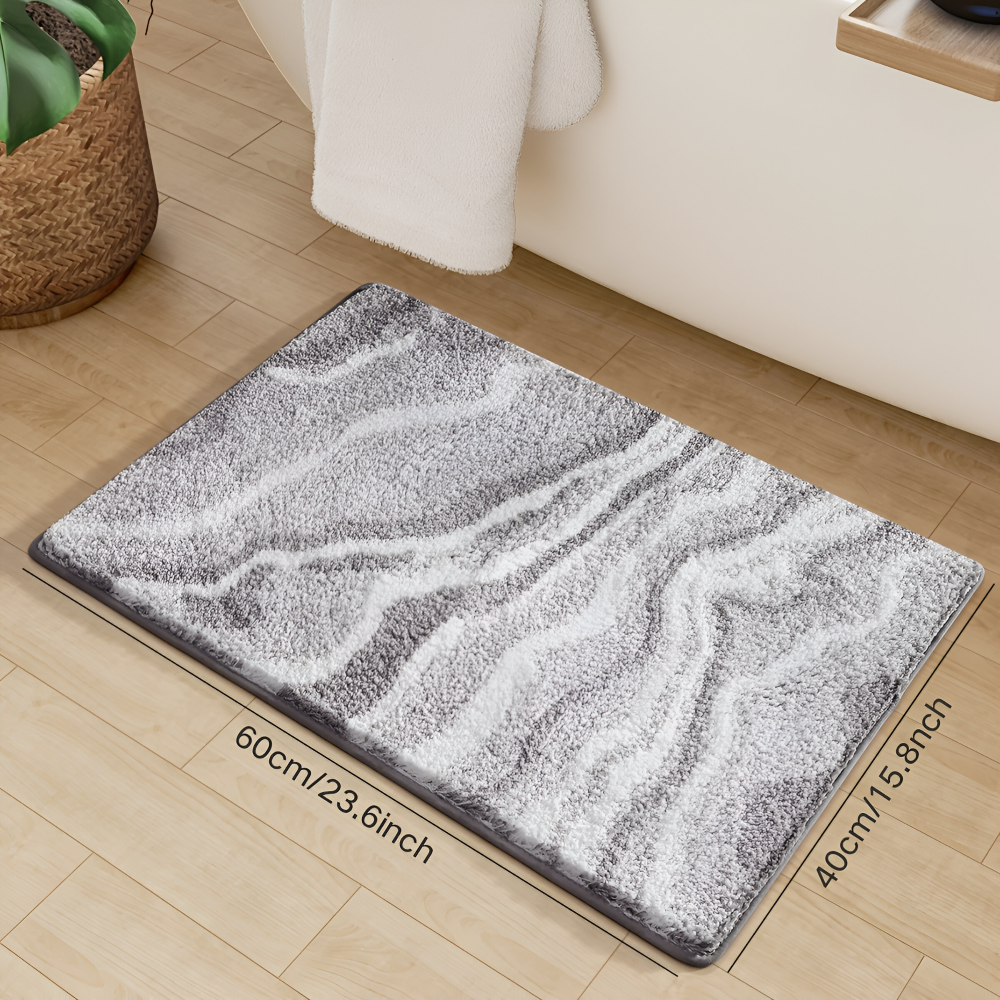 Marmor Design Plüsch Rutschfeste Badematte - Absorbierende Polyester Rechteckig Badematte