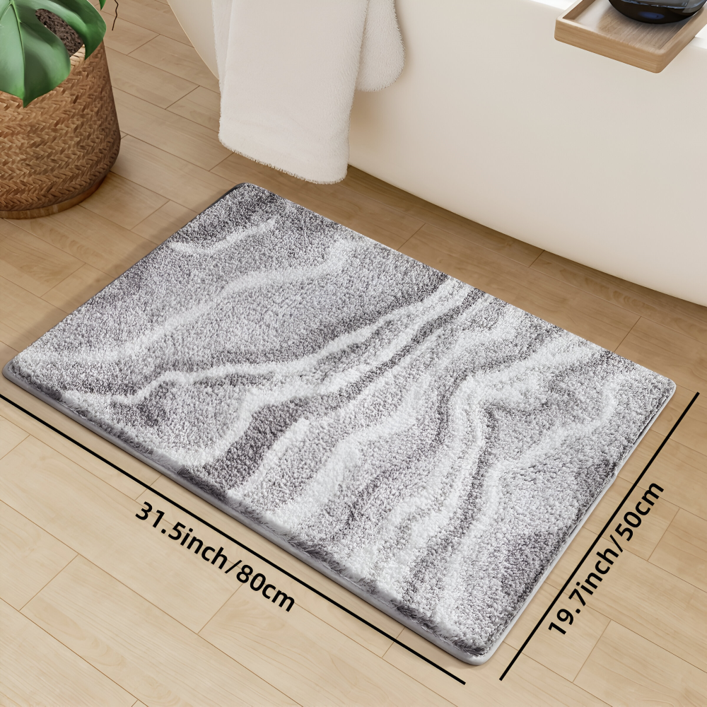 Marmor Design Plüsch Rutschfeste Badematte - Absorbierende Polyester Rechteckig Badematte
