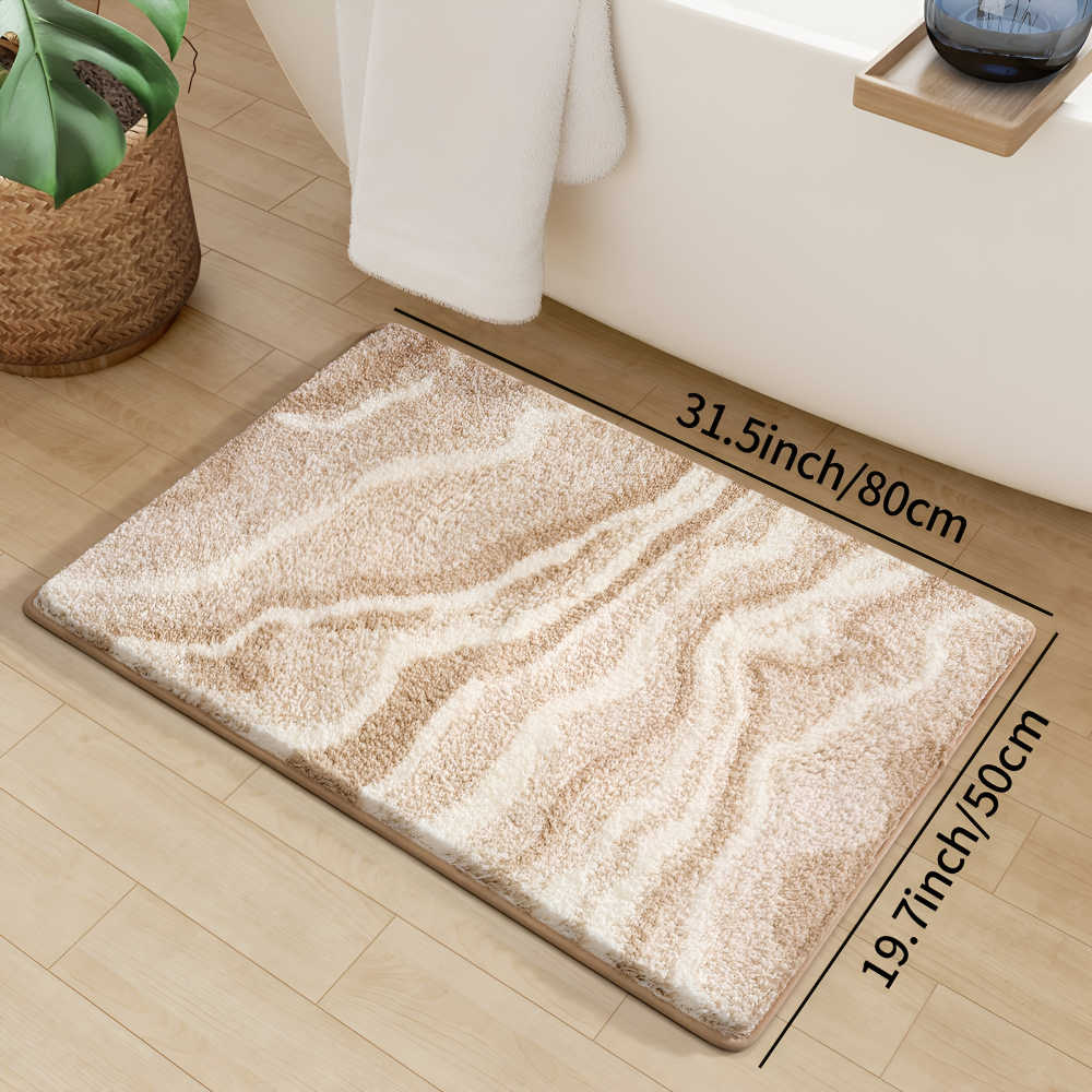 Marmor Design Plüsch Rutschfeste Badematte - Absorbierende Polyester Rechteckig Badematte