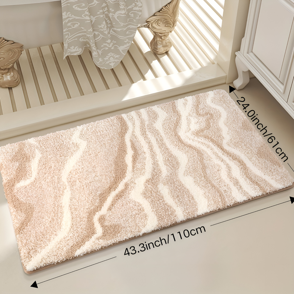Marmor Design Plüsch Rutschfeste Badematte - Absorbierende Polyester Rechteckig Badematte