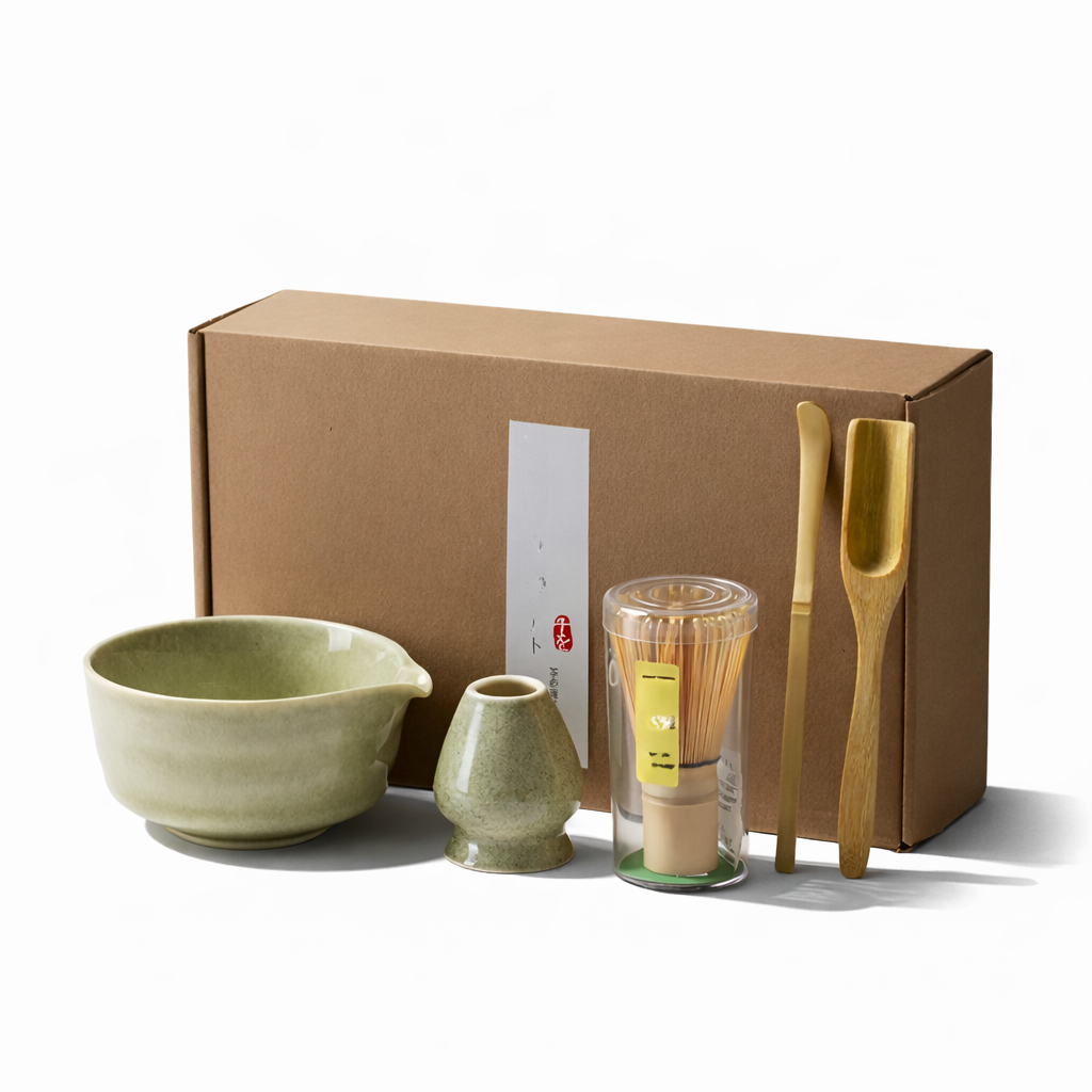 4/5/6-tlg. Matcha Set – Keramik & Bambus Tee-Zubehör inkl. Besen &  Halter