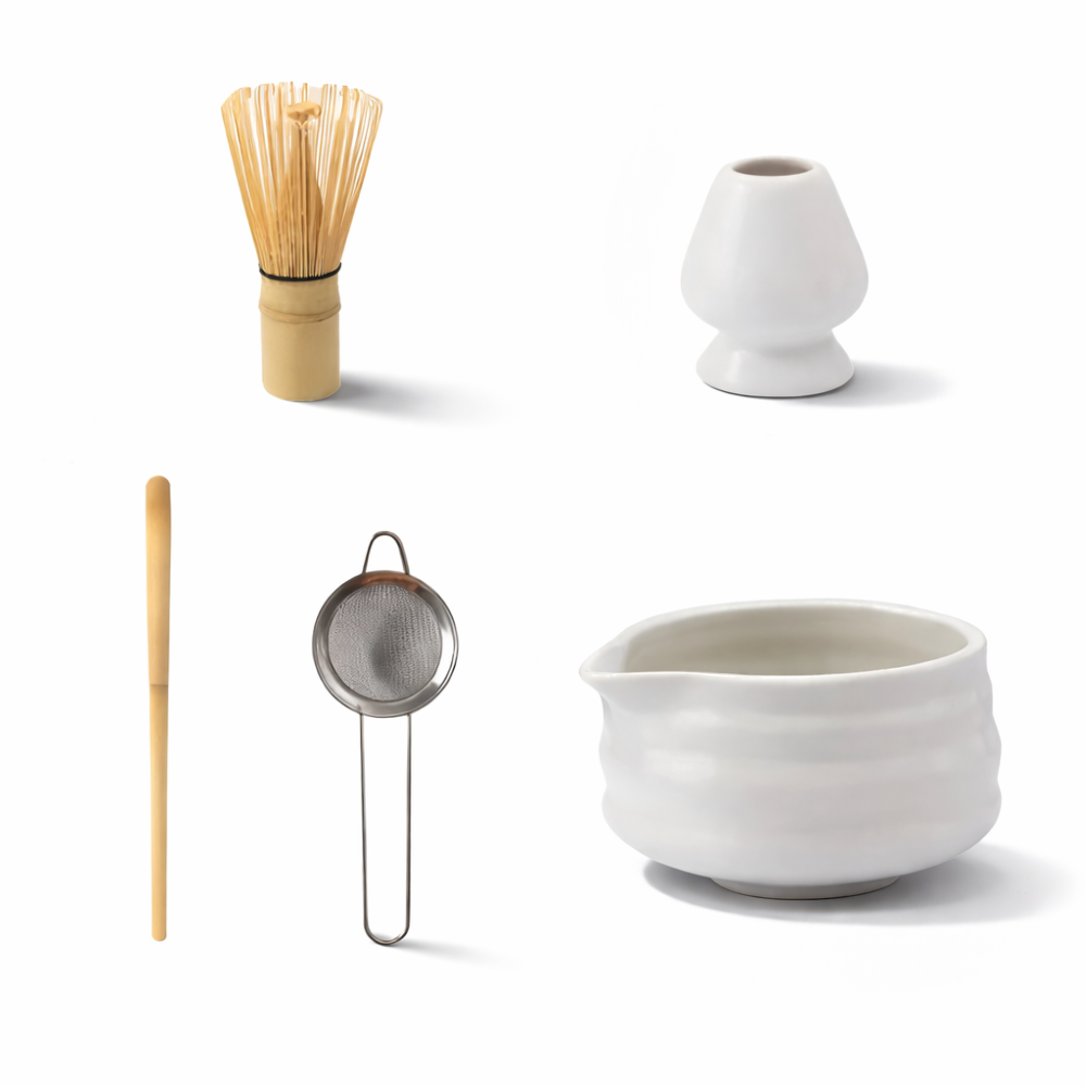 Matcha - Tee Set 5-tlg mit Keramikschale 460 ml & Sieb