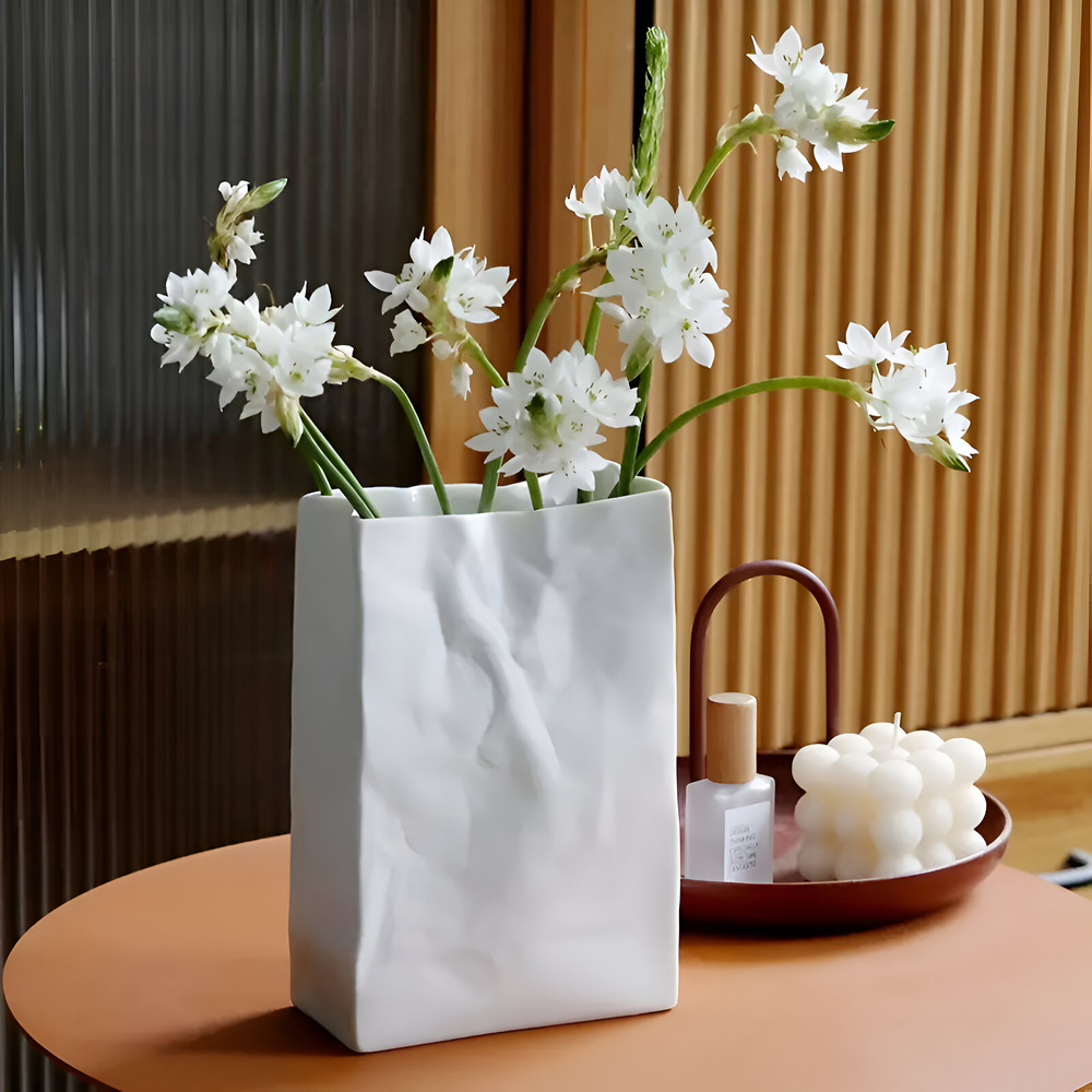 Keramikvase - Papierbeutel-Look