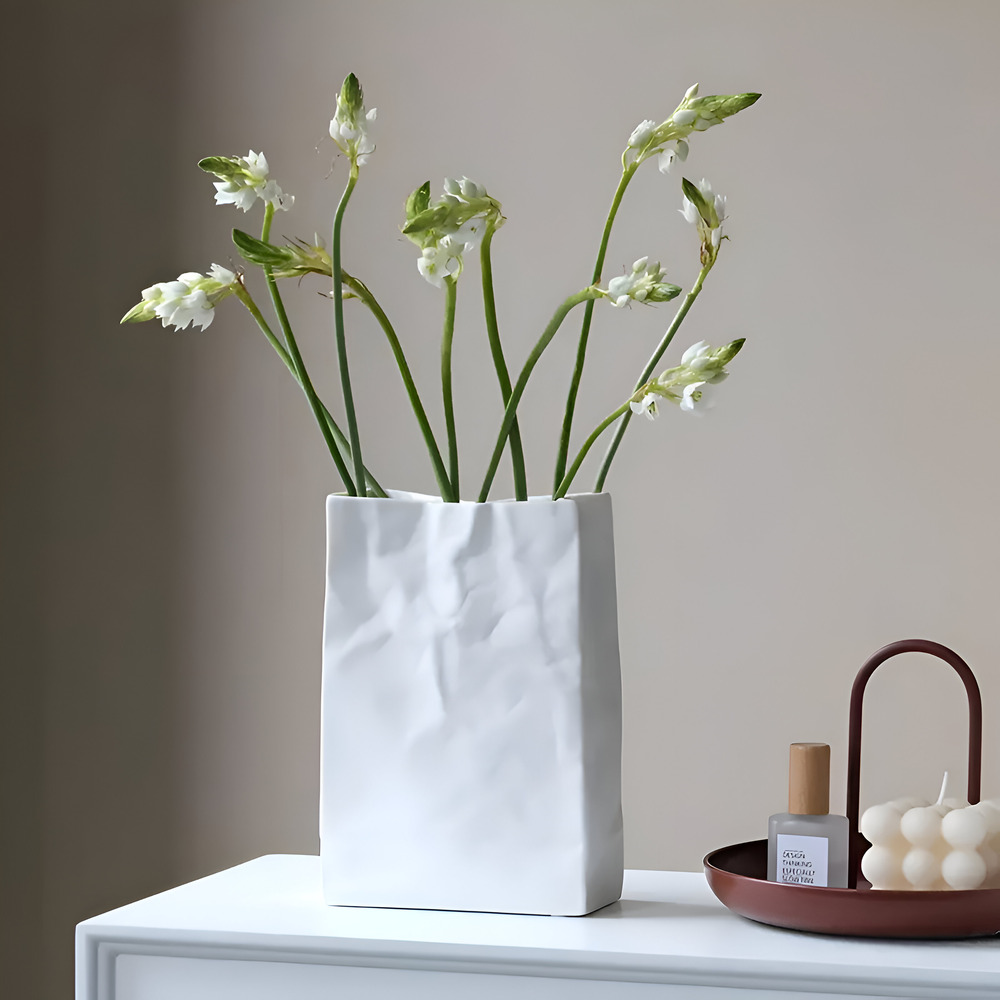 Keramikvase - Papierbeutel-Look