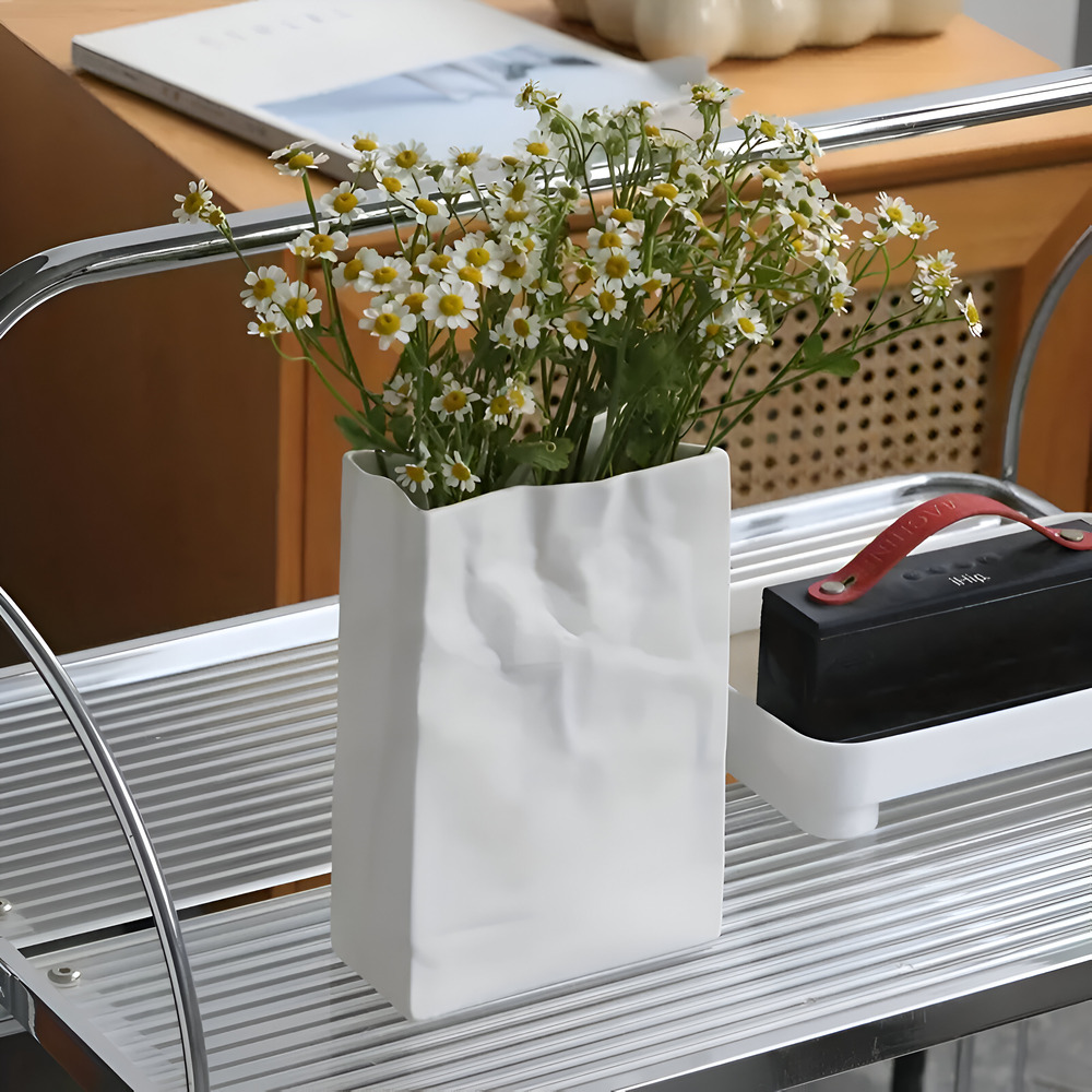Keramikvase - Papierbeutel-Look