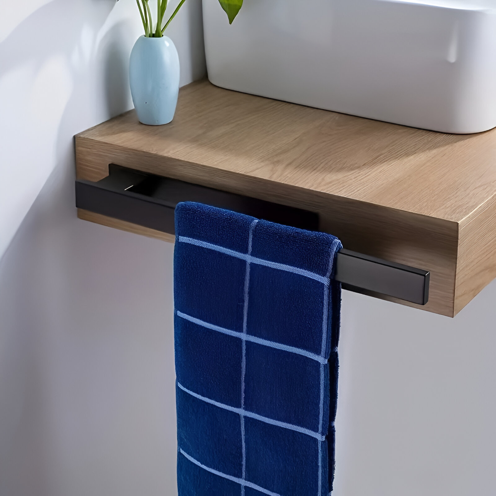 Moderner Edelstahl Schwarzer Handtuchhalter - Wandmontierter, Schlanker Badezimmerstauraum und Handtuchorganisation