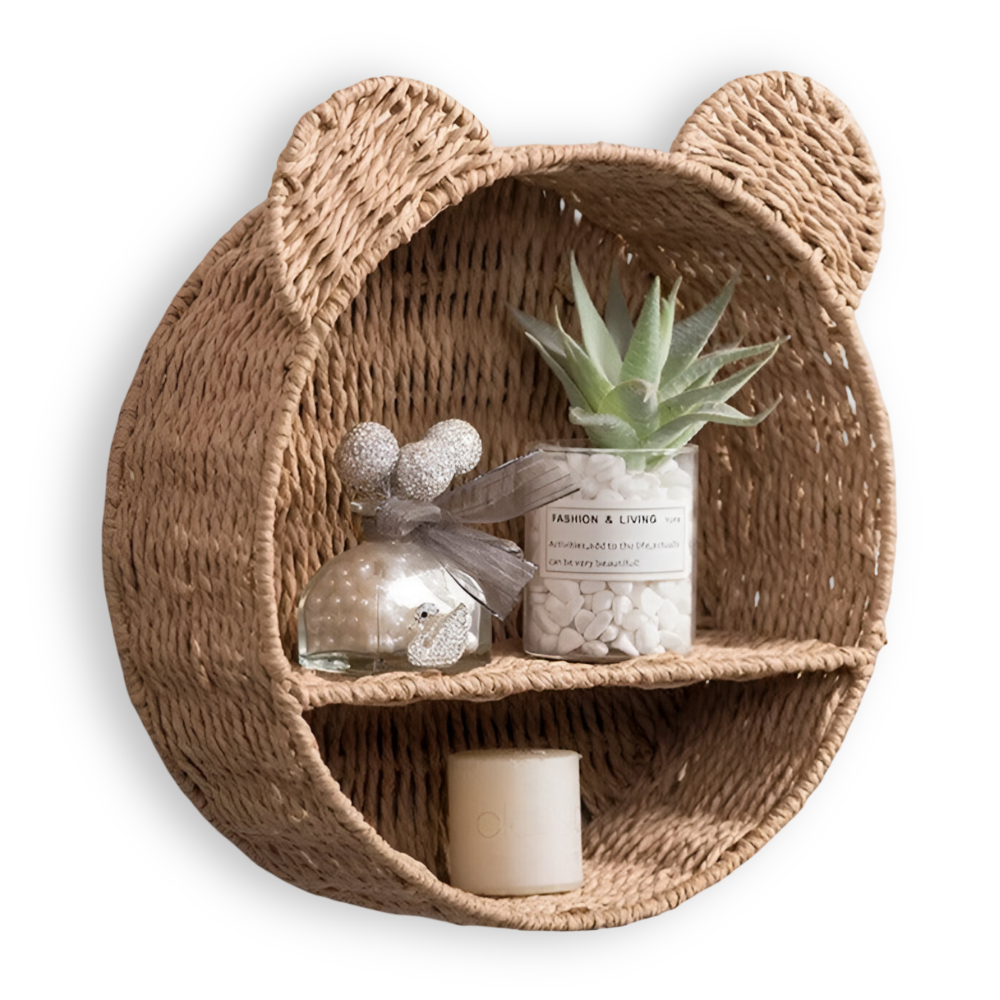 Natürliche Rattan Wandregal in Tierform für eine Stilvolle Wohnraumgestaltung